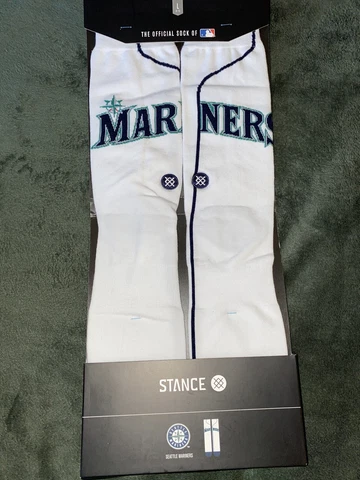 STANCE Seattle Mariners Home Jersey Crew Socks MLB Large L White Turquoise Navy Cover