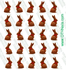 Chocolate Bunny Waterslide Nail Decals Set of 25 Salon Quality - Picture 1 of 2