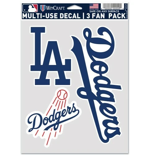 LOS ANGELES DODGERS 3 PIECE MULTI-USE DECAL FAN PACK MLB LICENSED - Image 1 of 1