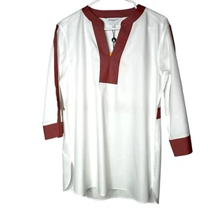 Foxcroft, Nueva con Etiquetas, Blusa Rochelle Relajada, Sin Arrugas, Sin Planchar, Blanca, Talla 8 - Imagen 1 de 9