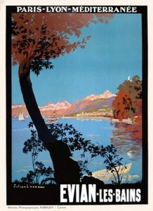 FRANKREICH VINTAGE REISEPOSTER Evian les Bains RAR NEU - Bild 1 von 1