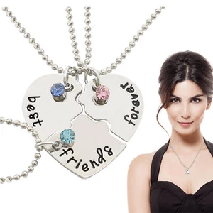 Best Friends Pendant Necklace For Woman Love Couple Chain Heart Forever Jewelry - Picture 1 of 14