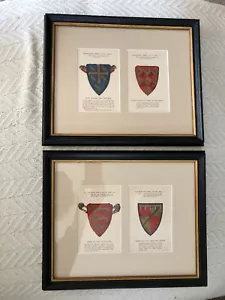 Two x Framed pair of vintage coat of arms postcards from Westminster Abbey - Picture 1 of 9