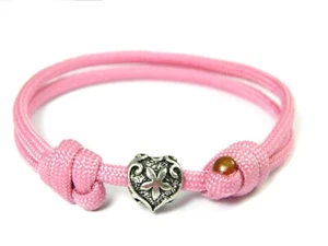 Paracord Surfer Armband-verstellbar-Maritim Armband-Herz-Lavender Pink-Handmade - Bild 1 von 2