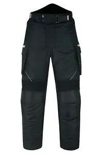 Motorcycle Motorbike Waterproof Cordura Textile Trousers Pants CE Armours Black - Picture 1 of 5