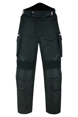 Motorcycle Motorbike Waterproof Cordura Textile Trousers Pants CE Armours Black - Image 1 of 4