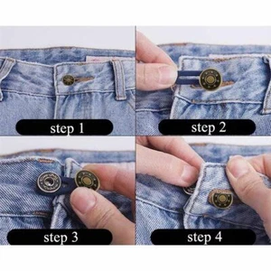 5pcs Adjustable Jeans Retractable Button Detachable Extended Button For Pants US - Picture 1 of 11