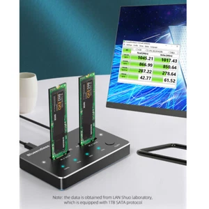 USB 3.1 M.2 SATA Dual-Bay SSD Enclosure Dock Station Offline Clone M.2 SATA - Afbeelding 1 van 10