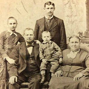 Indianapolis,IN Cabinet Card Photograph 1882 Family Portrait Sepia Children Baby - Picture 1 of 7