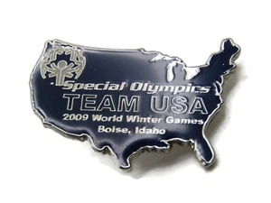 Prendedor Equipo Olimpiadas Especiales EE. UU. 2009 Juegos Mundiales de Invierno Boise, Idaho - Imagen 1 de 4