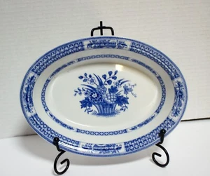 Ciotola Cabine Ovali Silicio Cina Nanchino Ceramica Blu/Bianco Floreale Inghilterra #65984 - Foto 1 di 7