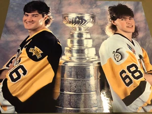 Mario LEMIEUX & JAGR Pittsburgh PENGUINS w/ The STANLEY CUP Custom LAB 11X14 WOW - Picture 1 of 2