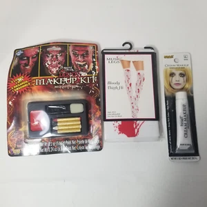 3 Stück Halloween Kostüm/Make-up Overknee Strumpf mit Bluttropfen, Teufel Make-up - Bild 1 von 10