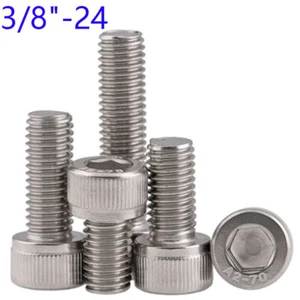 3/8"-24 304 Stainless Steel Fine Thread Socket Allen Head Bolt Cap Screws UNF - Picture 1 of 4