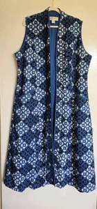 ORVIS Ethnic 100% Cotton Blue Long sleeveless jacket Womens Size XL (UK 18) - Picture 1 of 2