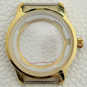 Cocktail-Uhrengehäuse poliert Gold 316L gewölbter Glasboden 40 mm passend für NH35 NH34 Mod - Bild 1 von 5