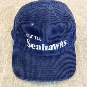 Seattle Seahawks Corduroy Baseball Cap Navy Blue Embroidered NFL AJD Taiwan ROC - Picture 1 of 5