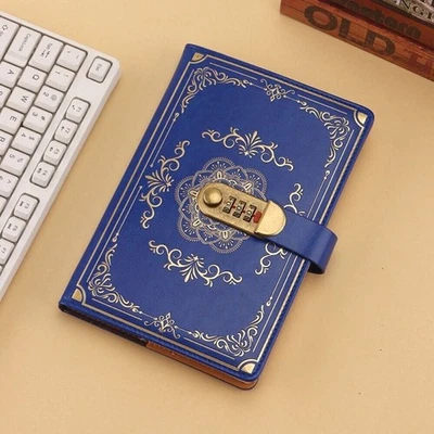 Retro Digital Password Notebooks Journal with Lock A5 Diary PU Leather Privacy - Image 1 of 4