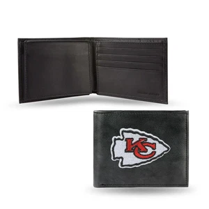 Billetera de cuero bordada negra Kansas City Chiefs - Imagen 1 de 1