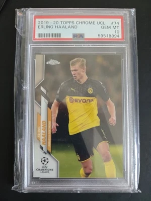 Topps Chrome UCL Erling Haaland 74 2019-20 PSA 10 Rookie RC Foto 1 de 4