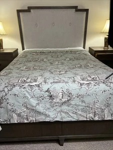 Toile Spa Chinoiserie maßgeschneidert Queen Bettbezug weich grün & braun 87" x 88" - Bild 1 von 12