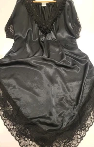 Camisón Gilligan O’Malley Vintage Manga Corta Negro Encaje Volantes XL Cottage - Imagen 1 de 9