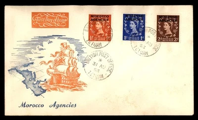 Mayfairstamps Morocco Agencies 1953 QEII Tri Frank First Day Cover aau_80737 - Image 1 of 2