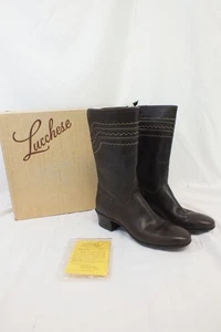 Vintage Lucchese Leder Stiefel Damen Cowboy Western San Antonio 8A dunkelbraun - Bild 1 von 15