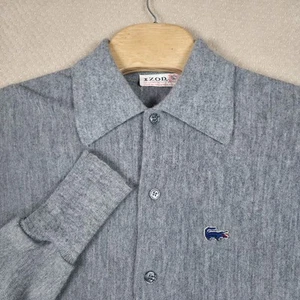 Vintage Izod Of London Lacoste Crocodile Cardigan Sweater Medium 60s USA Gray - Picture 1 of 11