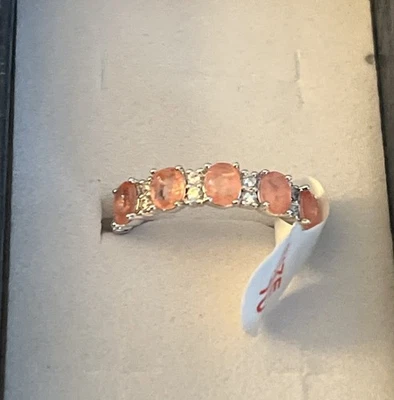 Anillo Bomb Party Talla 10 Creado en Laboratorio Melocotón Turmalina Fusionado con Cuarzo Genuino Foto 1 de 3