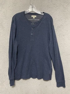 J CREW Knit Good Mens Henley Shirt Size Large Tall Blue Long Sleeve Adult Cotton - Picture 1 of 5