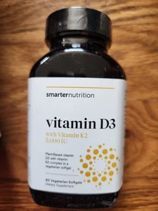 Smarter Nutrition VITAMIN D3 w/K2 , 60 SOFTGELS   - Exp :  3 /2027 - Picture 1 of 3