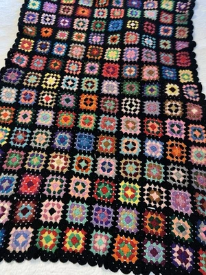 Handmade Crochet Granny Square Afghan Roseanne Blanket 65x45 Throw Screams 70’s - Image 1 of 4