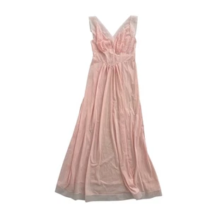 Maxi Vestido de Noche Vintage Vanity Fair Rosa Caprichoso Bordado Romance Talla 36 - Imagen 1 de 19