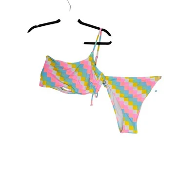 Xhilaration Multicolored Neon Checkered Bikini Set Women’s XL - Изображение 1 из 4