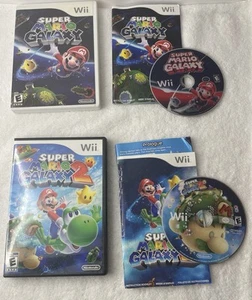 Super Mario Galaxy 1 & 2 Lot (Nintendo Wii, 2007 & 2010)Complete-CIB-Tested-READ - Picture 1 of 12