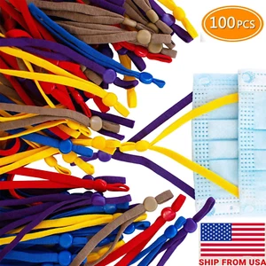 100 PCs Sewing Elastic Bands Cord Strap Loop with Adjustable Buckle for DIY Mask - Picture 1 of 60