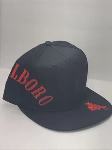 Vintage Marlboro Black Hat Cap Embroidered Red Cowboy New Old Stock Rare - Picture 1 of 12