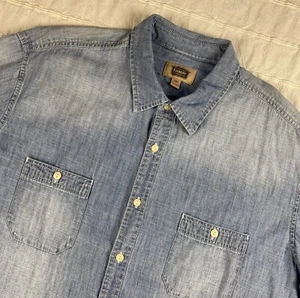 Foundry Chambray Shirt Men's Size 2XLT TALL Blue Long Sleeve Button Up Denim - Picture 1 of 7