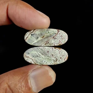 2 Pcs 24.00 Cts Natural oval CRAZY LACE Ethical Cabochon Gemstone 27x11x3.7 MM - Picture 1 of 7