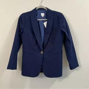 Women’s new J. Crew blue career button front blazer jacket size 4P - Picture 1 of 5