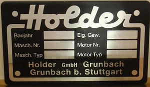 Placa de características para Holder Grunbach Metzingen tractor de un eje (118565) - Imagen 1 de 1