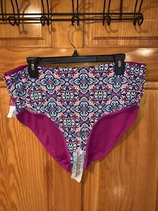 NWT Liz Claiborne Women’s SZ 2XL Tankini Swim Bottom Tribal Pink Convertible - Picture 1 of 8