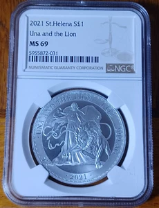 2021 St. Helena Una and the Lion NGC MS69: Only a low 10,000 Minted - Picture 1 of 13