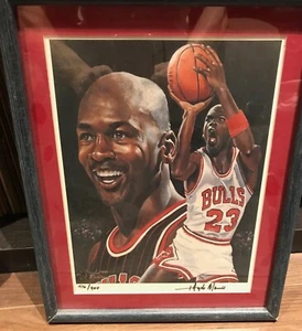 Michael Jordan Lithograph by Angelo Marino 476/900 15x12 Limited Ed.Matted Frame - Picture 1 of 4