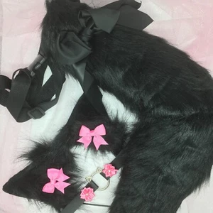 Cosplay Personalizado Gatito Zorro Negro Gato Mascota Juego Cola Orejas Collar - Imagen 1 de 1