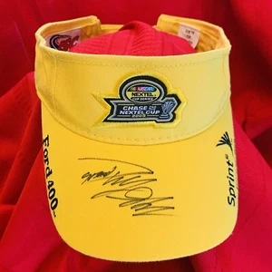 NASCAR .. 2005 CHASE NEXTEL CUP .. Ford 400 .. Signed .. Yellow Visor Hat .. NEW - Picture 1 of 11
