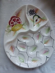 Italian Ceramic Deviled Egg Vintage Round Serving Tray Plate Platter 12 slots - Picture 1 of 7