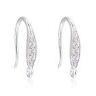1 Pair Authentic 925 Sterling Silver Cubic Zirconia CZ Earring Hooks 17mm Cre...