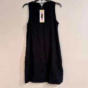 Orvis schlichtes schwarzes minimalistisches Sommer Leinen Kleid, Taschen, Capsule, klein - Bild 1 von 7